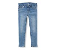Amazon Essentials Vaqueros elásticos de Corte Estrecho Niña, Azul Efecto Lavado, 10 años Grande