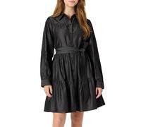 Amazon Essentials Vestido Camisero Escalonado de Manga Larga de Cambray Vaquero Ajustado y con Vuelo Mujer, Lavado Negro, XL
