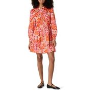 Amazon Essentials Vestido Camisero Escalonado de satén de algodón de Ajuste Regular para Mujer, Color Rojo Amapola Brillante, Rojo Amapola Brillante Folk Floral Multi, Talla XL