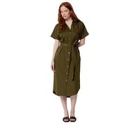 Amazon Essentials Vestido Camisero Holgado de Manga Corta con Botones y Cinturón Mujer, Marrón Intenso, XXL