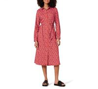 Amazon Essentials Vestido Camisero Midi de Manga Larga de Georgette Mujer, Rojo Tomate Flores Pequeñas, XL