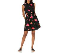 Amazon Essentials Vestido Camisero Tejido sin Mangas de Ajuste Relajado Mujer, Negro Rosa Flores, L