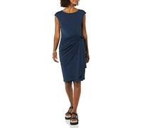 Amazon Essentials Vestido con Falso Cruzado de Cuello Barco y Manga Casquillo Mujer, Azul Marino, M
