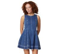 Amazon Essentials Vestido Corto de Mezclilla Ajustado y Acampanado para Mujer, Color Azul Medio, Vintage, Talla 12