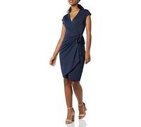 Amazon Essentials Vestido Cruzado clásico con Mangas Casquillo (Disponible en Tallas Grandes) Mujer, Azul Marino, XL