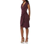 Amazon Essentials Vestido Cruzado clásico con Mangas Casquillo (Disponible en Tallas Grandes) Mujer, Burdeos, XL
