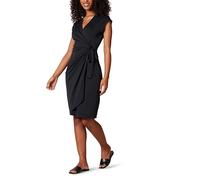 Amazon Essentials Vestido cruzado clásico con mangas casquillo (disponible en tallas grandes) Mujer, Negro, XL Grande