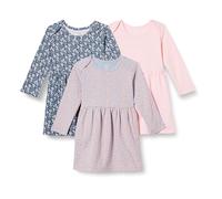 Amazon Essentials Vestido de Algodón de Manga Larga Bebé Niña, Pack de 3, Azul Posey Floral/Rosa Pálido, 3-6 meses
