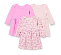 Amazon Essentials Vestido de Algodón de Manga Larga Bebé Niña, Pack de 3, Manzanas/Rosa, 12 meses