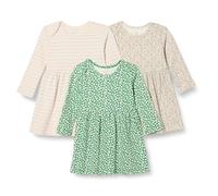 Amazon Essentials Vestido de Algodón de Manga Larga Bebé y Niña Pequeña, Pack de 3