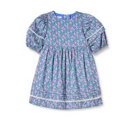 Amazon Essentials Vestido de Corte Entallado y con Vuelo, 100 % Algodón y Mangas abullonadas Niña, Azul Posey Floral, 5 años