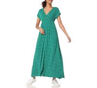 Amazon Essentials Vestido Entallado Largo (Talla Grande Disponible) Mujer, Verde Estampado de Hojas, L