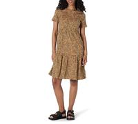 Amazon Essentials Vestido Escalonado de Manga Corta con Cuello Redondo Mujer, Camel Oscuro Leopardo, XL