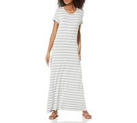 Amazon Essentials Vestido largo de manga corta para mujer, rayas francesas gris jaspeado, talla L