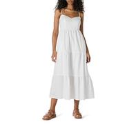 Amazon Essentials Vestido Largo de satén de algodón con Cintura Imperio Ajustado y Acampanado para Mujer, Color Blanco, Talla XS