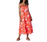 Amazon Essentials Vestido Largo Entallado y Escote Corazón con Vuelo con Capas de Satén de Algodón con Cintura de Corte Imperio Mujer, Naranja Lila Pastel Rosas Grande, S