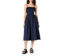 Amazon Essentials Vestido Midi con Corpiño Nido de Abeja de Satén de Algodón de Corte Recto Mujer, Azul Marino, XXL