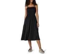 Amazon Essentials Vestido Midi con Corpiño Nido de Abeja de Satén de Algodón de Corte Recto Mujer, Negro, XS