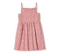 Amazon Essentials Vestido Midi de algodón con Tirantes para niñas pequeñas, Color Beige y Rosa Intenso con Flores Posey, Talla 2T