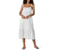 Amazon Essentials Vestido Midi Entallado y con Vuelo con Volantes y Cintura Imperio de Satén de Algodón Mujer, Blanco, XL