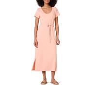 Amazon Essentials Vestido Midi Estilo Camiseta con cinturón y de Manga Corta Mujer, Rosa Coral, L