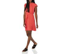 Amazon Essentials Vestido Recto en Georgette Ligero de Corte Holgado, Escote con Abertura y Mangas con Volante Mujer, Rojo Amapola Floral, XXL