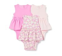 Amazon Essentials Vestidos Tipo Body sin Mangas Bebé Niña, Pack de 3, Manzanas/Rosa, 0-3 meses