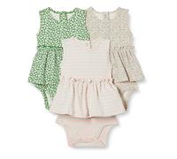 Amazon Essentials Vestidos Tipo Body sin Mangas Bebé Niña, Pack de 3, Rayas/Verde Salvia Flores Pequeñas, 18 meses