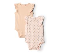 Amazon Essentials x Sofia Grainge Bodi de Algodón con Mangas con Volantes y Detalle Bordado Bebé-Niñas, Pack de 2, Fresas/Rayas, Prematuro