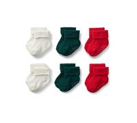 Amazon Essentials x Sofia Grainge Calcetines de Punto con Puños con Dobladillo Unisex Bebés, 6 Pares, Marfil/Rojo/Verde Oscuro, 6-12 meses
