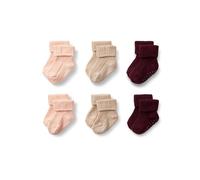Amazon Essentials x Sofia Grainge Calcetines de Punto con Puños con Dobladillo Unisex Niño, 6 Pares, Bronceado/Burdeos/Rosa, 2-3 años
