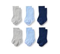 Amazon Essentials x Sofia Grainge Calcetines hasta la Rodilla de Punto Trenzado Unisex Bebés, 6 Pares, Azul Claro/Azul Marino/Gris Mezcla, 12-24 meses