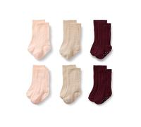 Amazon Essentials x Sofia Grainge Calcetines hasta la Rodilla de Punto Trenzado Unisex Niño, 6 Pares, Bronceado/Burdeos/Rosa, 2-3 años