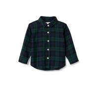 Amazon Essentials x Sofia Grainge Camisa de Franela de Cuadros con Botones Bebé Niño, Verde Esmeralda Oscuro Azul Intenso Cuadros Escoceses, 24 meses