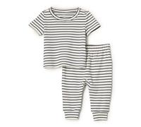 Amazon Essentials x Sofia Grainge Conjunto de Camiseta y Pantalón Unisex Bebés, Azul Marino Raya cónica, 0-3 Meses