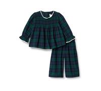 Amazon Essentials x Sofia Grainge Conjunto de franela de manga larga Bebé Niña, Verde Esmeralda Oscuro Azul Intenso Cuadros Escoceses, 0-3 meses