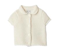 Amazon Essentials x Sofia Grainge Jersey de Algodón de Manga Corta con Botones en la Parte Delantera y Cuello Babero Niñas, Marfil, 4 años