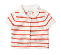 Amazon Essentials x Sofia Grainge Jersey de Algodón de Manga Corta con Botones en la Parte Delantera y Cuello Babero Bebé-Niñas, Rayas Desiguales de Color Rojo Marfil, 0-3 meses
