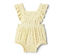 Amazon Essentials x Sofia Grainge - Mameluco sin mangas con volantes para niñas pequeñas, color marrón claro, 6-9 meses