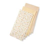 Amazon Essentials x Sofia Grainge Muselinas Bebé de Algodón, 107 x 107 cm Unisex Bebés, Pack de 3, Amarillo Pálido/Pícnic de Ardillas/Rayas, Talla única