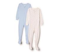 Amazon Essentials x Sofia Grainge Pijama Ceñido de Algodón con Pies Unisex Bebés, Pack de 2, Azul Pálido/Conejitos, 12 Meses