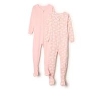 Amazon Essentials x Sofia Grainge Pijama Ceñido de Algodón con Pies Unisex Niño, Pack de 2, Oso Polar/Rosa, 3 años