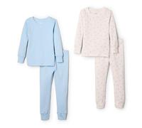 Amazon Essentials x Sofia Grainge Pijama ceñido de algodón Unisex bebé, Paquete de 2, Azul Pálido/Conejitos, 18 Meses