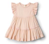 Amazon Essentials x Sofia Grainge Vestido de algodón con Encaje y Volantes Bebé Niña, Melocotón Raya Clásica, 24 Meses