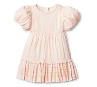 Amazon Essentials x Sofia Grainge - Vestido de Manga abombada para niña, Color melocotón, Rayas clásicas, 24 Meses
