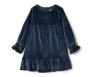 Amazon Essentials x Sofia Grainge Vestido de Pana de Manga Larga para niña pequeña, Azul Marino, 2T