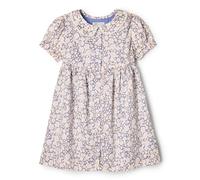 Amazon Essentials x Sofia Grainge Vestido de satén de algodón con Cuello, Azul Marfil Delicado Floral, 12 Meses