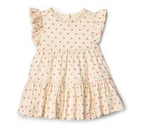 Amazon Essentials x Sofia Grainge Vestido Informal Entallado y con Vuelo de Satén de Algodón Tejido Bebé-Niñas, Rosa Brillante Pequeño Fresas, 6-9 meses