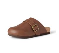 Amazon Essentials Zuecos Cómodos: Disponibles con y sin Forro de Vellón Sintético Mujer, Bronceado Cuero de Imitación, 35 EU