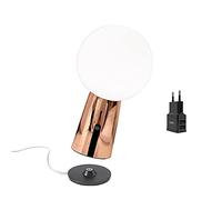 [Amazon Exclusive] Zafferano Olimpia Pro Lámpara recargable de mesa de aluminio con cargador USB Aiino, LED regulable táctil, Protección IP54, 3000K, Uso Interior/Exterior, Base de carga de contacto, h26 cm - cobre